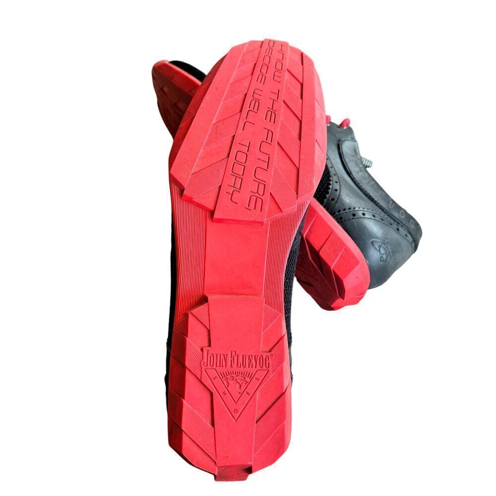 John Fluevog FUTURE ROUND TOE
ORBIT BROGUE WINGTIP DERBY SHOES Red Black Size 9M - Picture 5 of 10